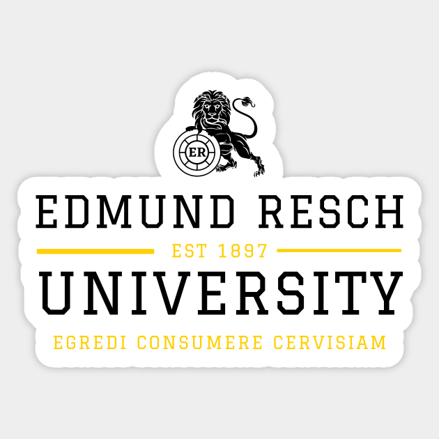 RESCHS UNIVERSITY - black print Sticker by Simontology